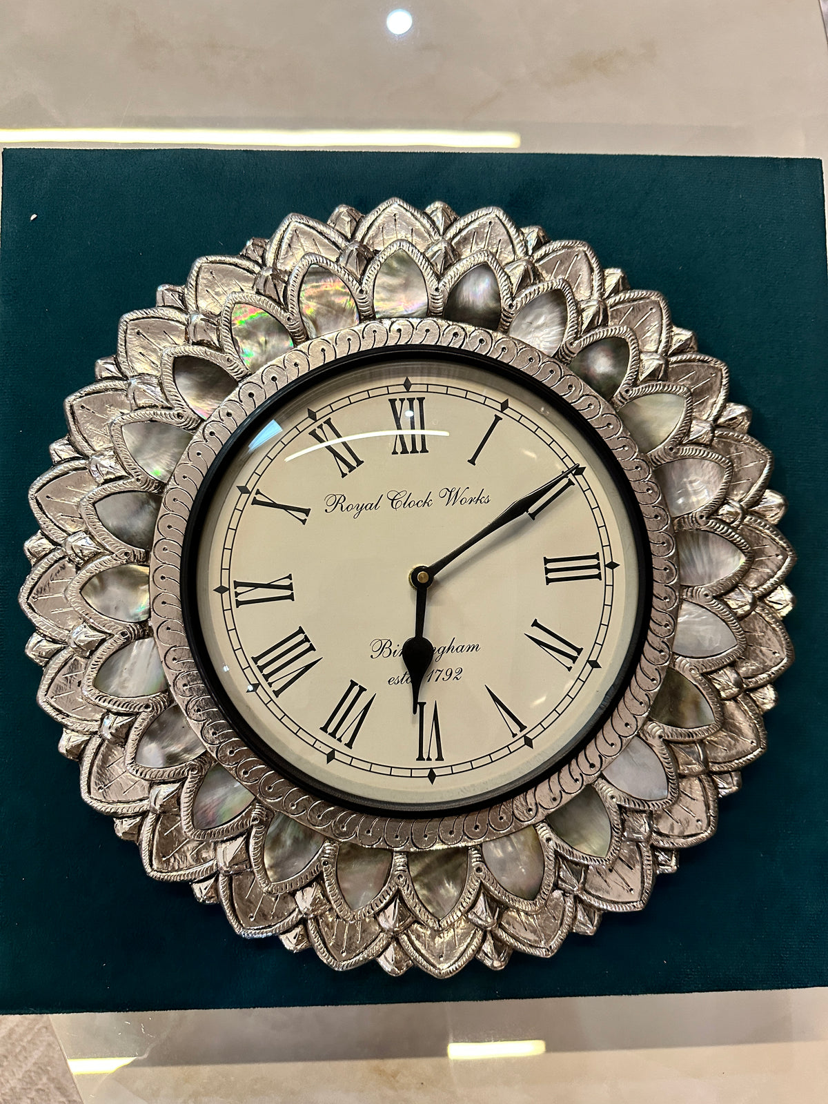 Silver Mother of Pearl Wall Clock