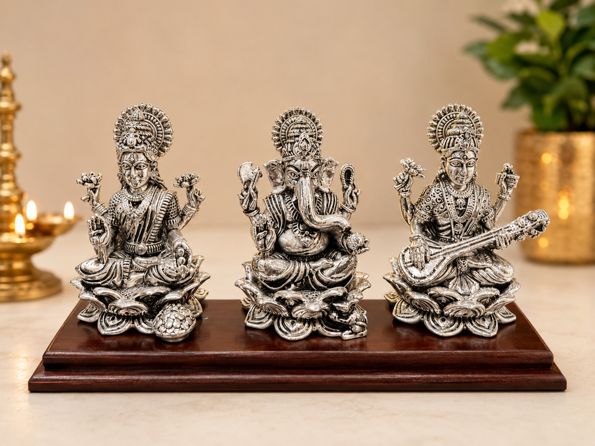 Ganesh, Laxmi & Saraswati Idol Set