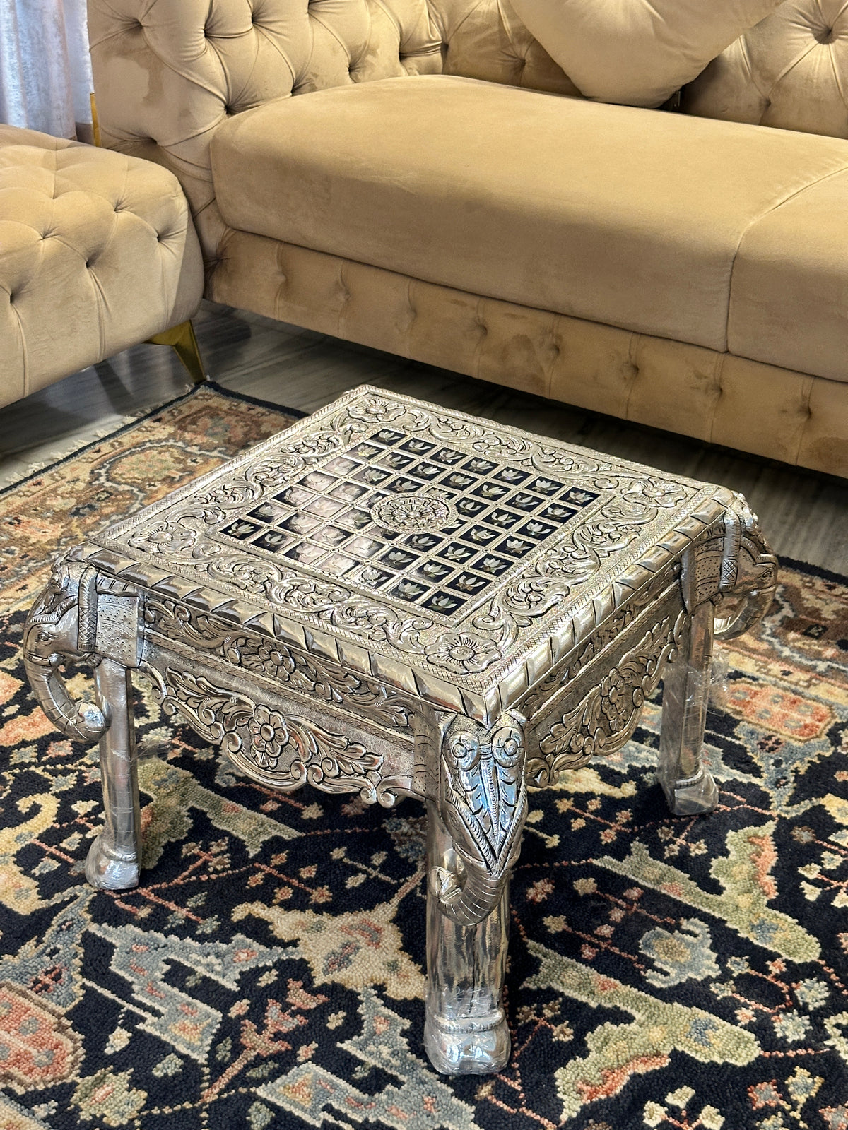 Silver Table with Mother of Pearl Detailing