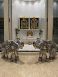 Silver Elephant Pair with Mother of Pearl Detailing