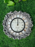 Silver Wall Clock with Mother of Pearl detailing
