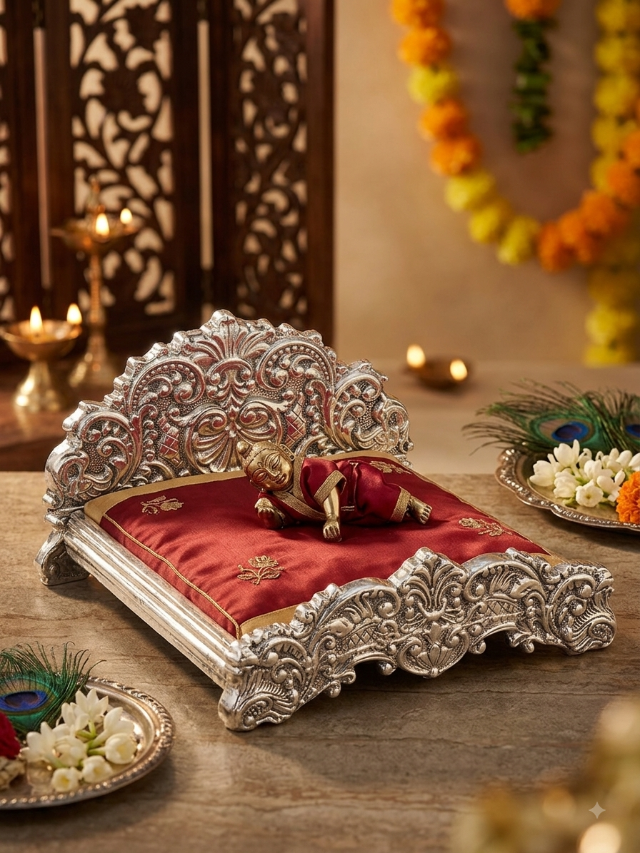 Silver Laddu Gopal Bed Big