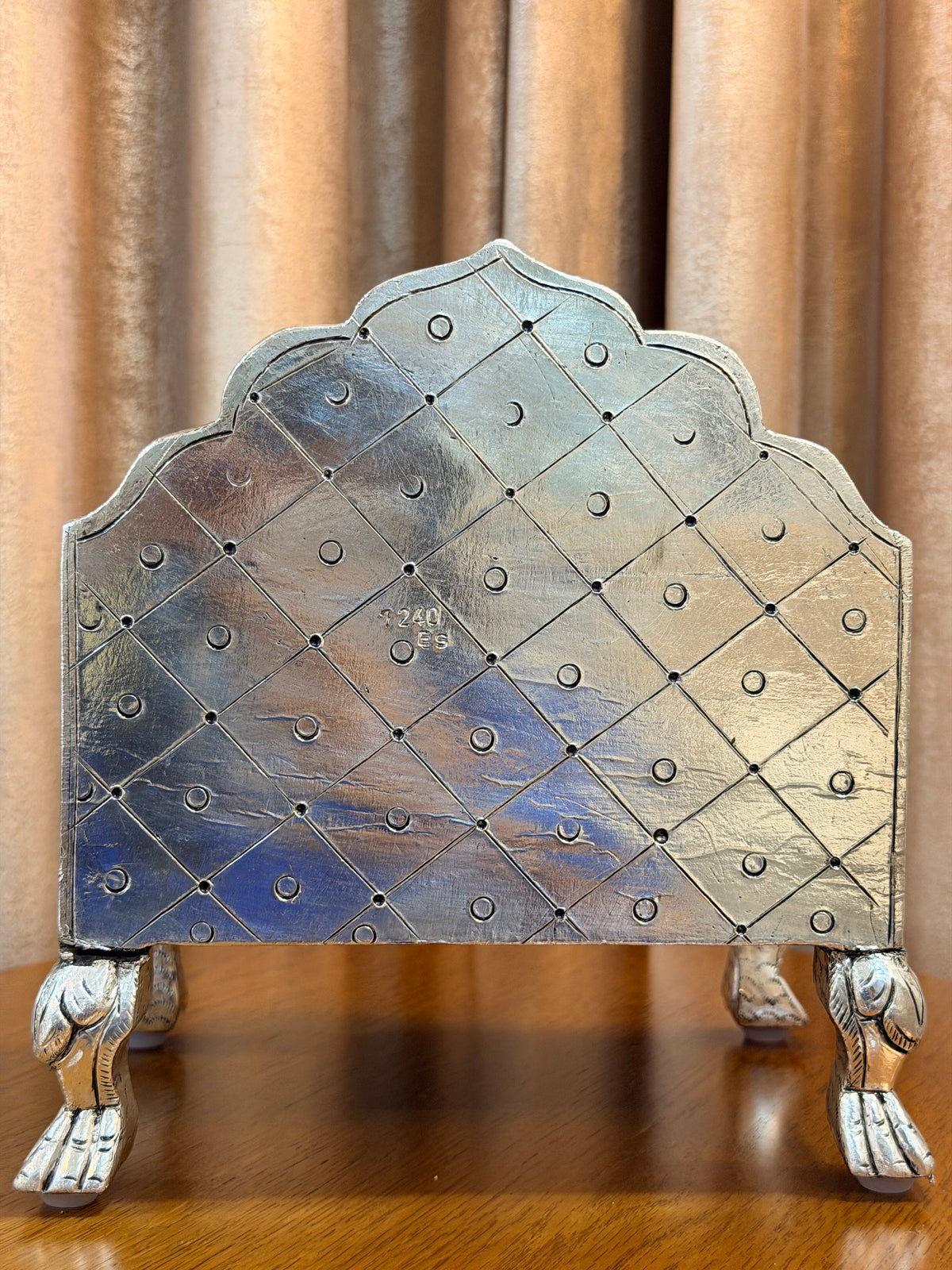 Silver Singhasan with Mother of Pearl detailing