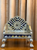 Silver Singhasan with Mother of Pearl detailing