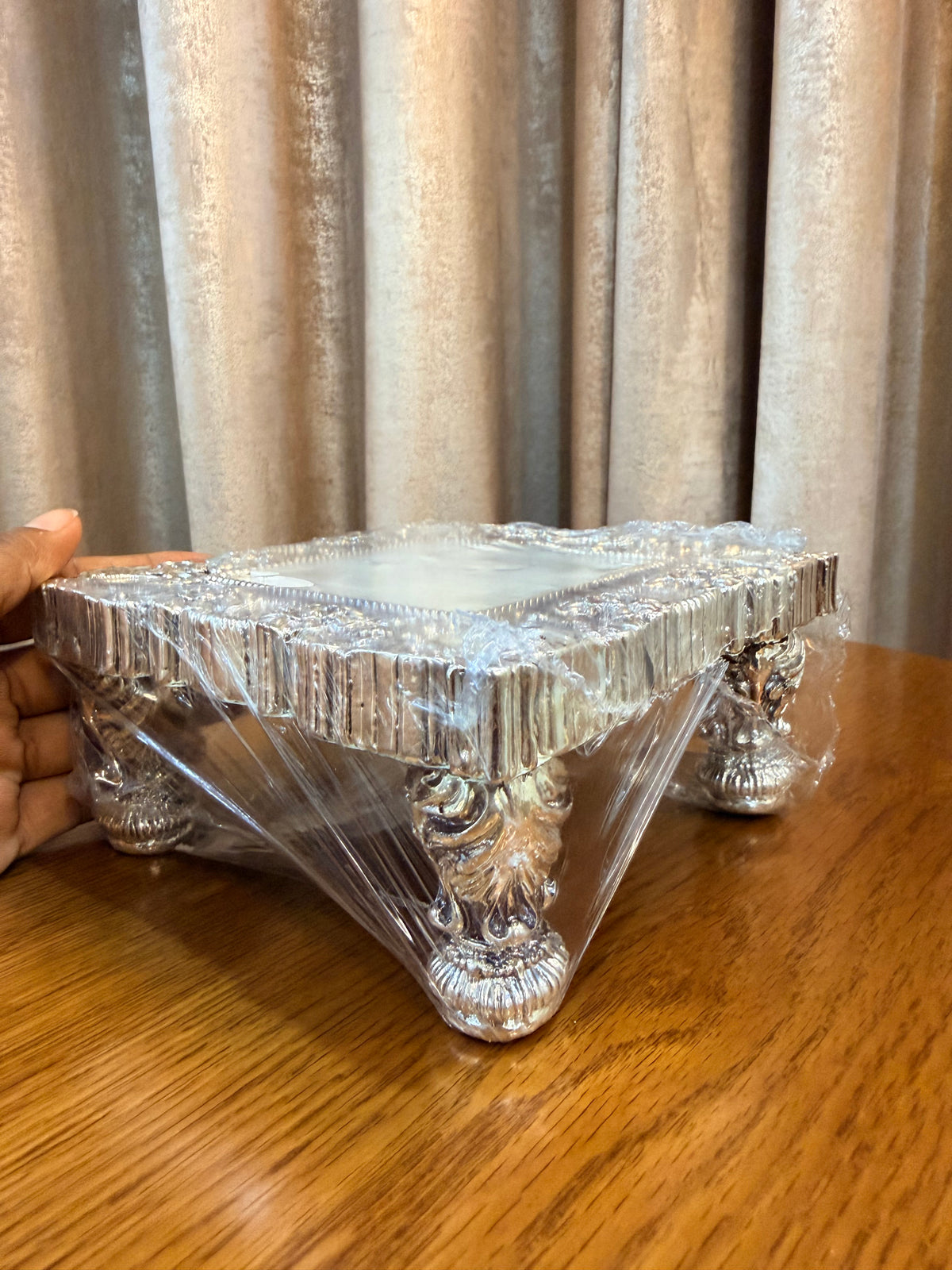 Silver Chowki with Mother of Pearl Detailing