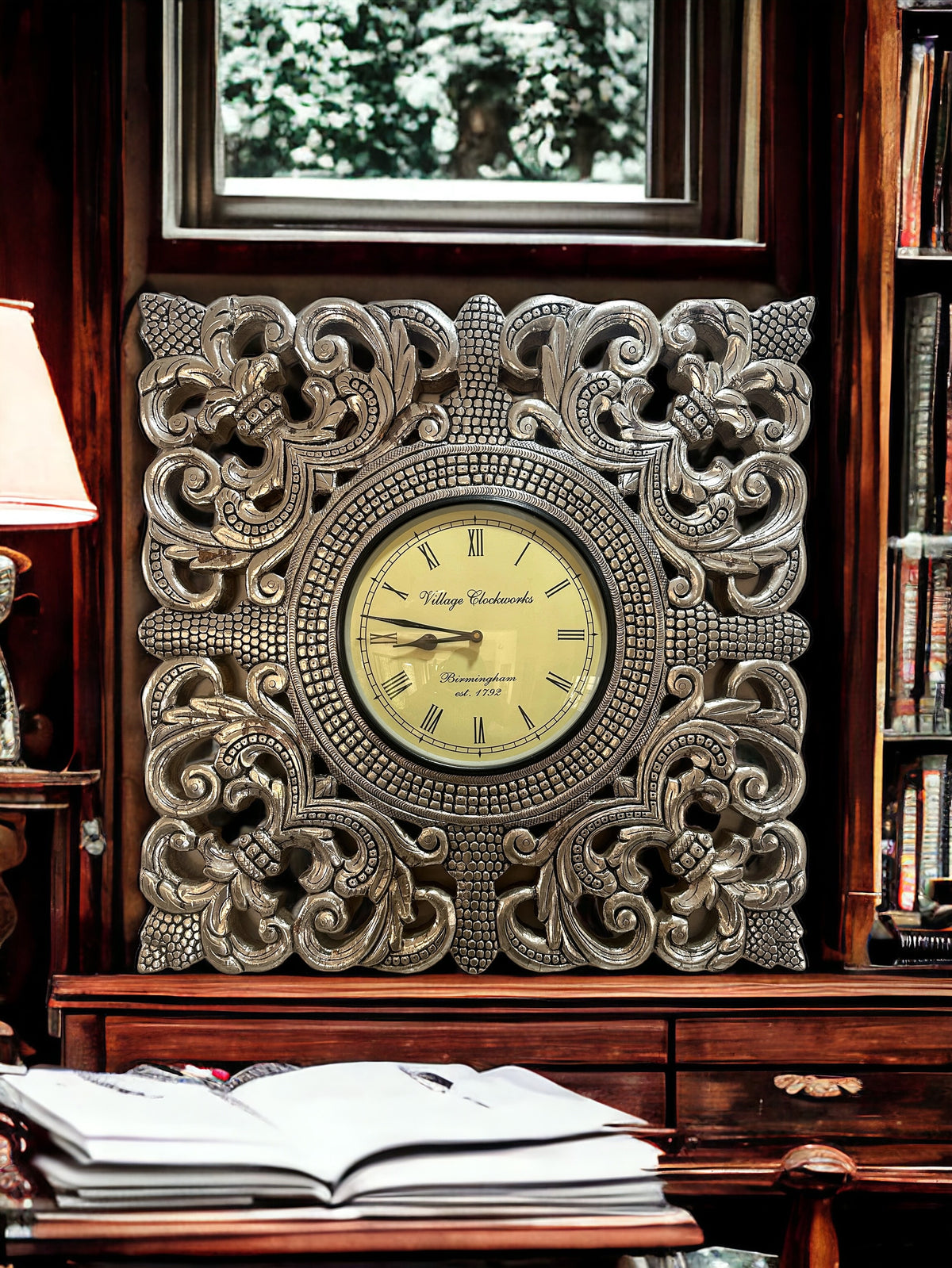 Silver Square Wall Clock