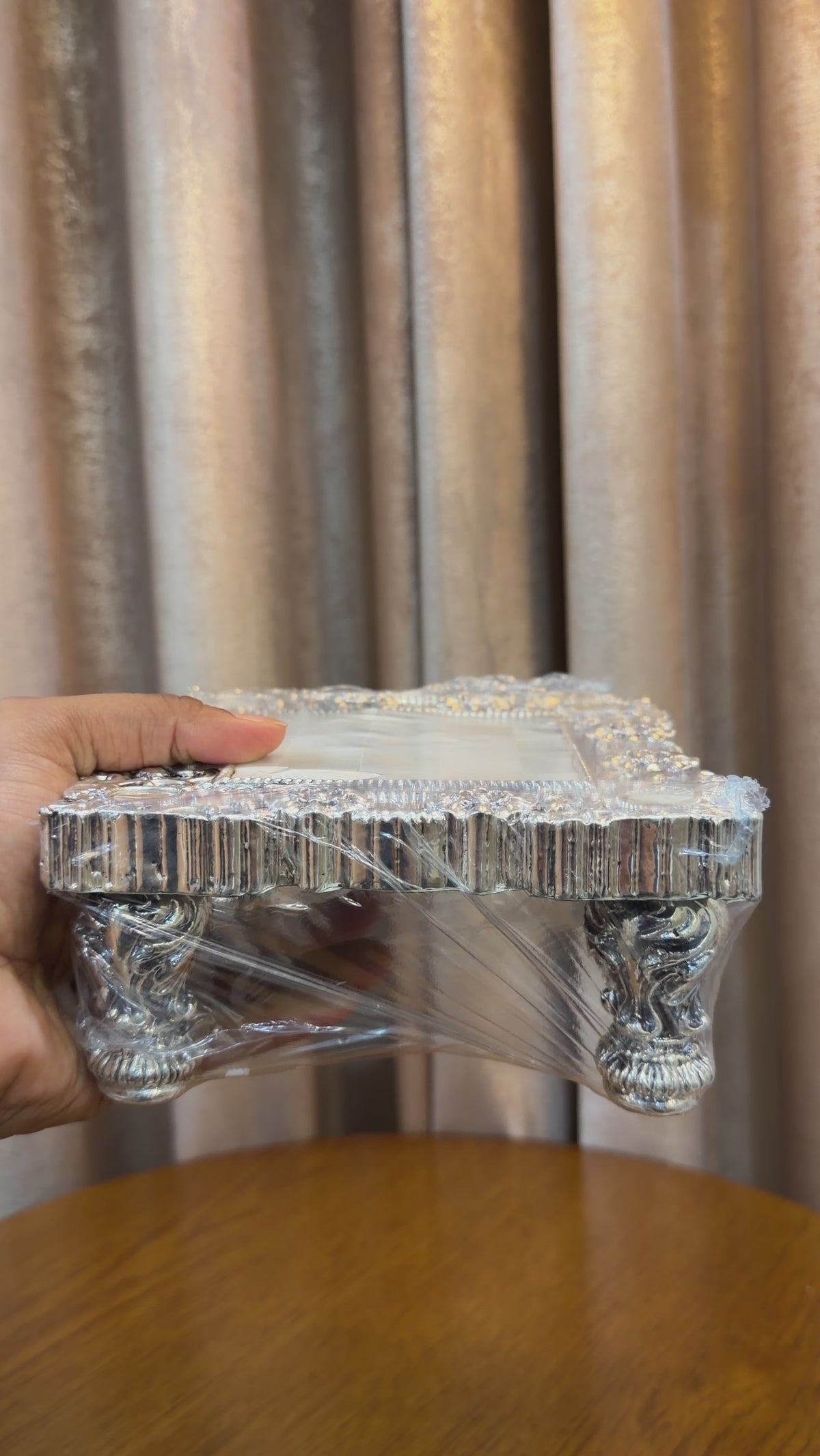 Silver Chowki with Mother of Pearl Detailing
